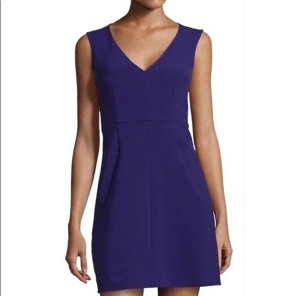 Diane Von Furstenberg Halle Deep Purple Sleeveless A-Line Sheath Dress Size 2 - Picture 1 of 11